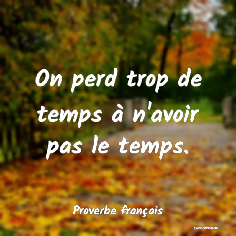 On perd trop de temps à n'avoir pas le temps.