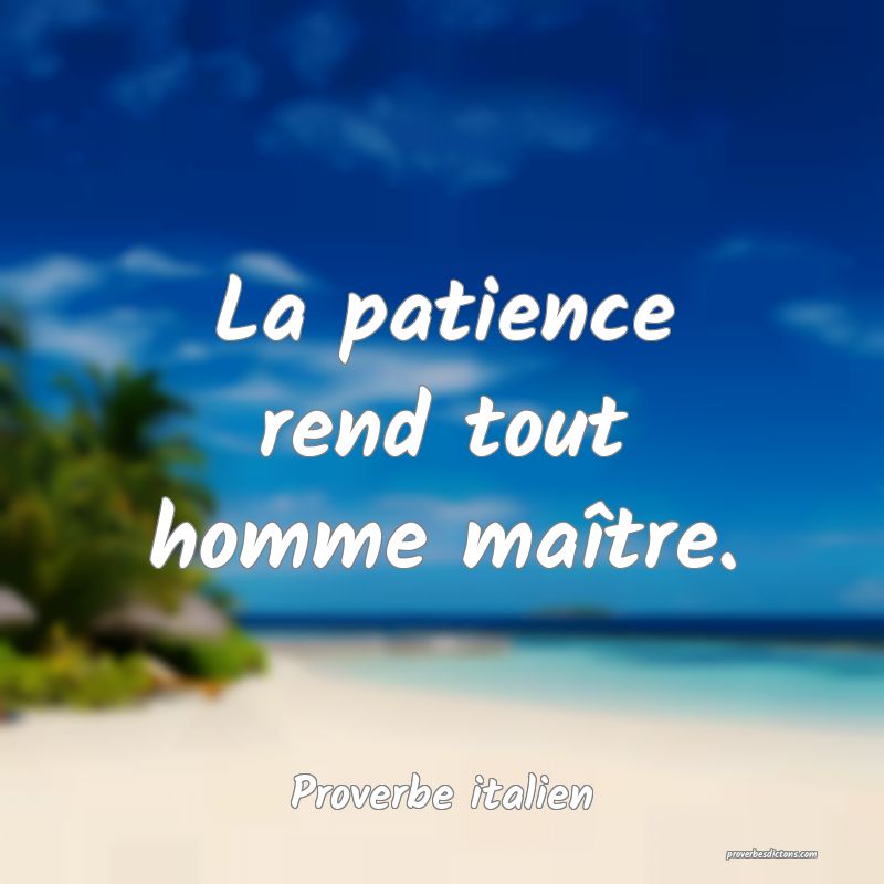 La patience rend tout homme maître.