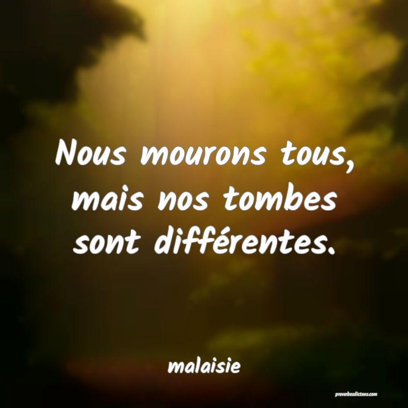  Nous mourons tous, mais nos tombes sont différentes.