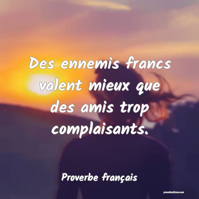 Des ennemis francs valent mieux que des amis trop complaisants.