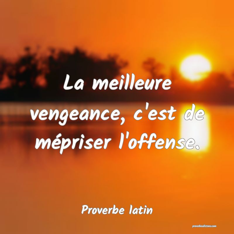 La meilleure vengeance, c'est de mépriser l'offense.
