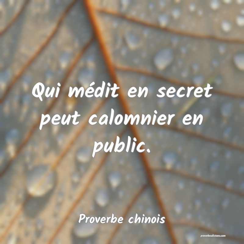 Qui médit en secret peut calomnier en public.