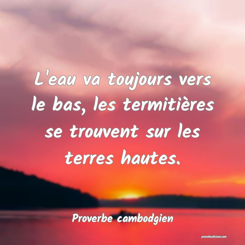 L'eau va toujours vers le bas, les termitières se trouvent sur les terres hautes.