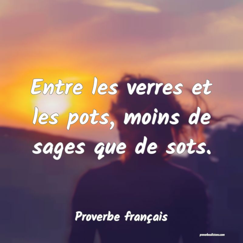Entre les verres et les pots, moins de sages que de sots.