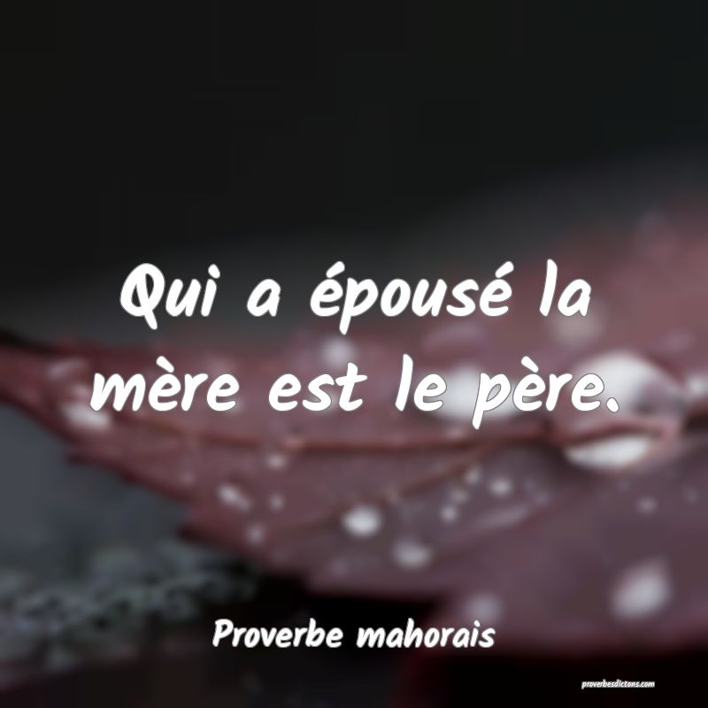 Qui a épousé la mère est le père.