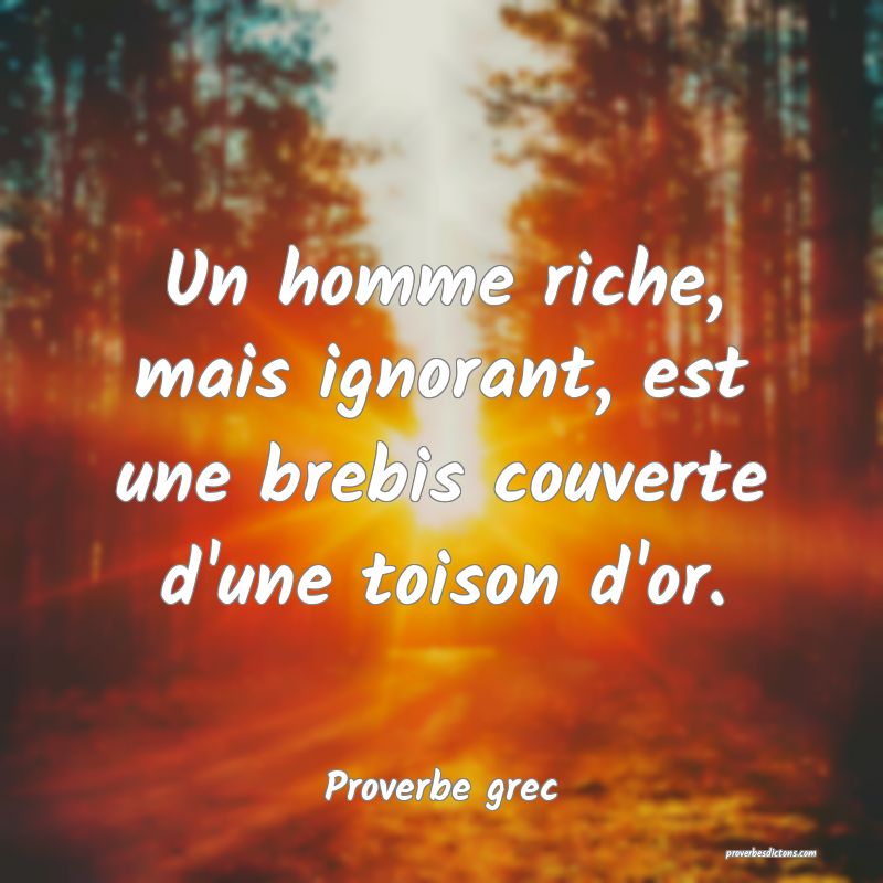 Un homme riche, mais ignorant, est une brebis couverte d'une toison d'or.
