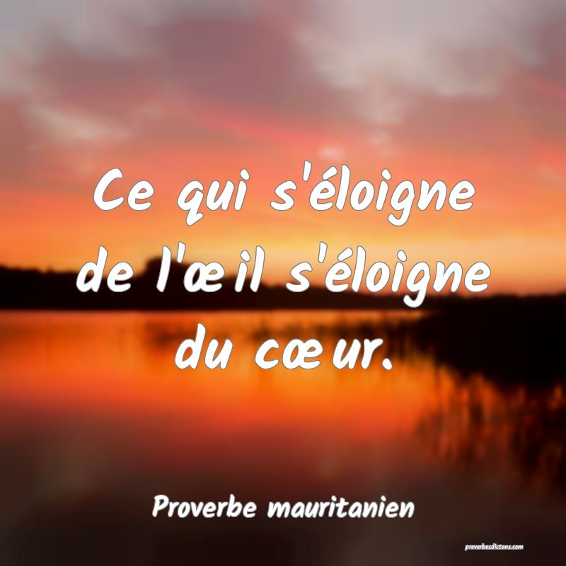 Ce qui s'éloigne de l'œil s'éloigne du cœur.