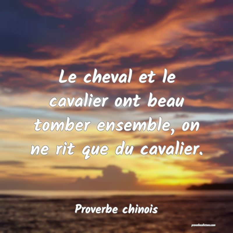Le cheval et le cavalier ont beau tomber ensemble, on ne rit que du cavalier.