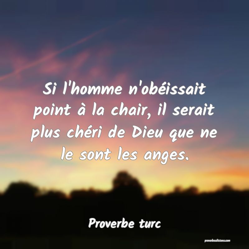 Si l'homme n'obéissait point à la chair, il serait plus chéri de Dieu que ne le sont les anges.