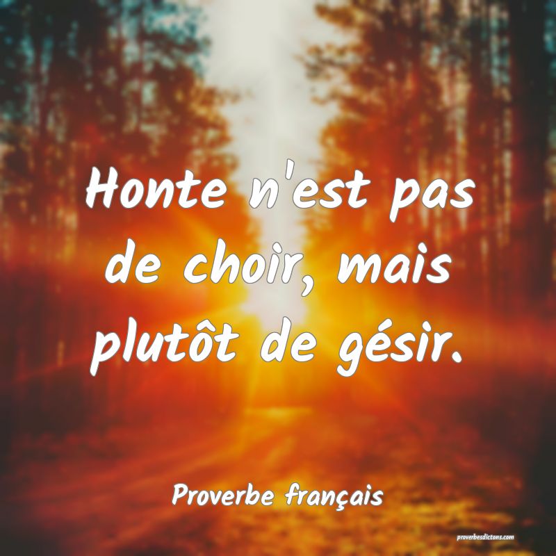 Honte n'est pas de choir, mais plutôt de gésir.