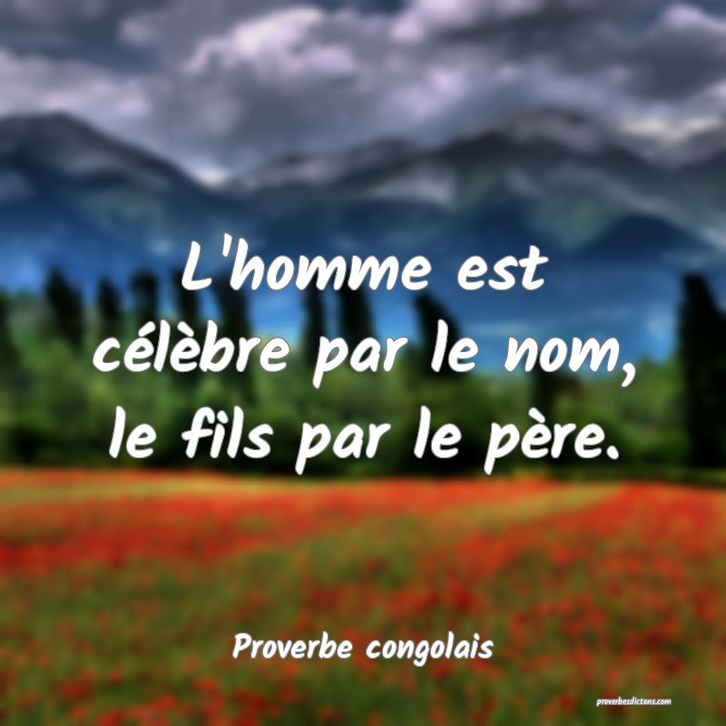 L'homme est célèbre par le nom, le fils par le père.