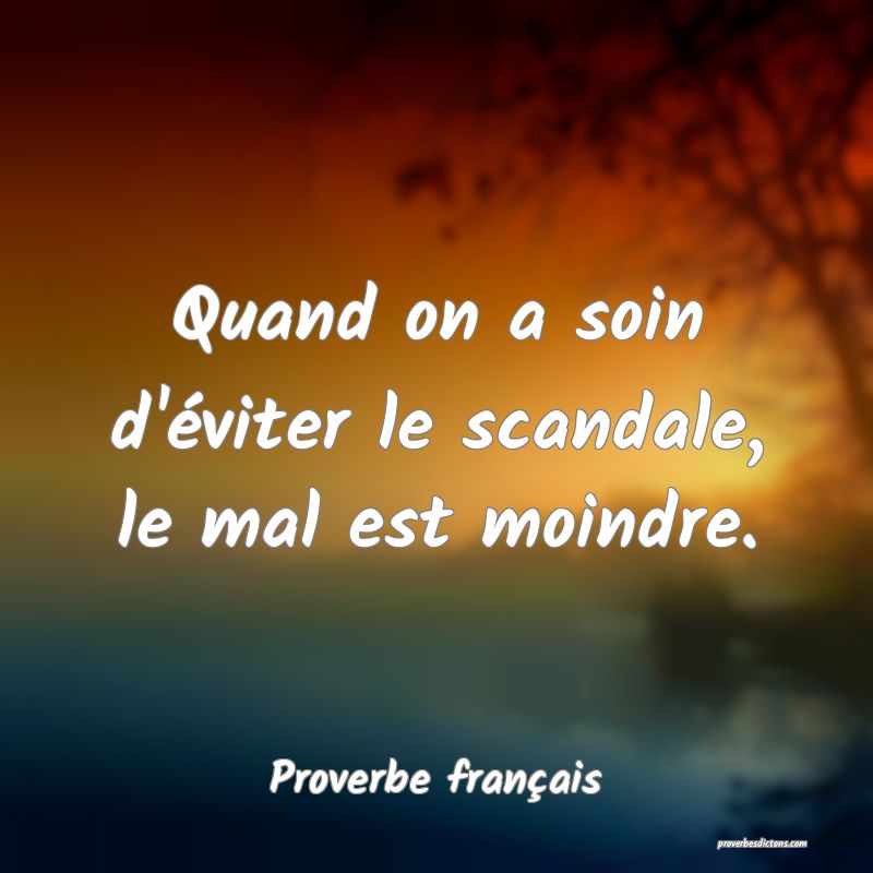 Quand on a soin d'éviter le scandale, le mal est moindre.