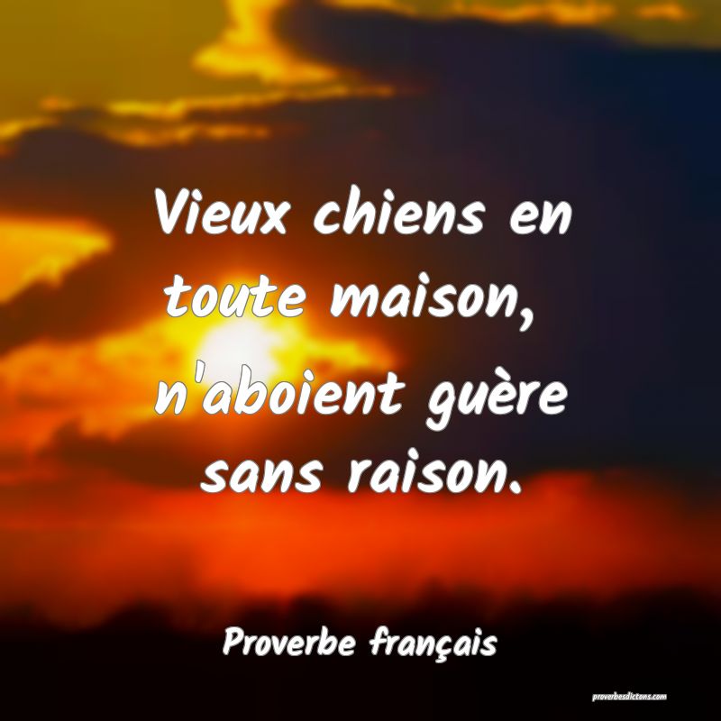 Vieux chiens en toute maison,  n'aboient guère sans raison.