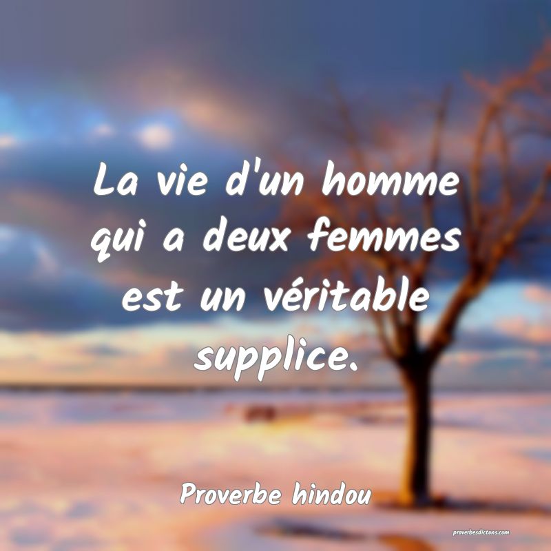 La vie d'un homme qui a deux femmes est un véritable supplice.