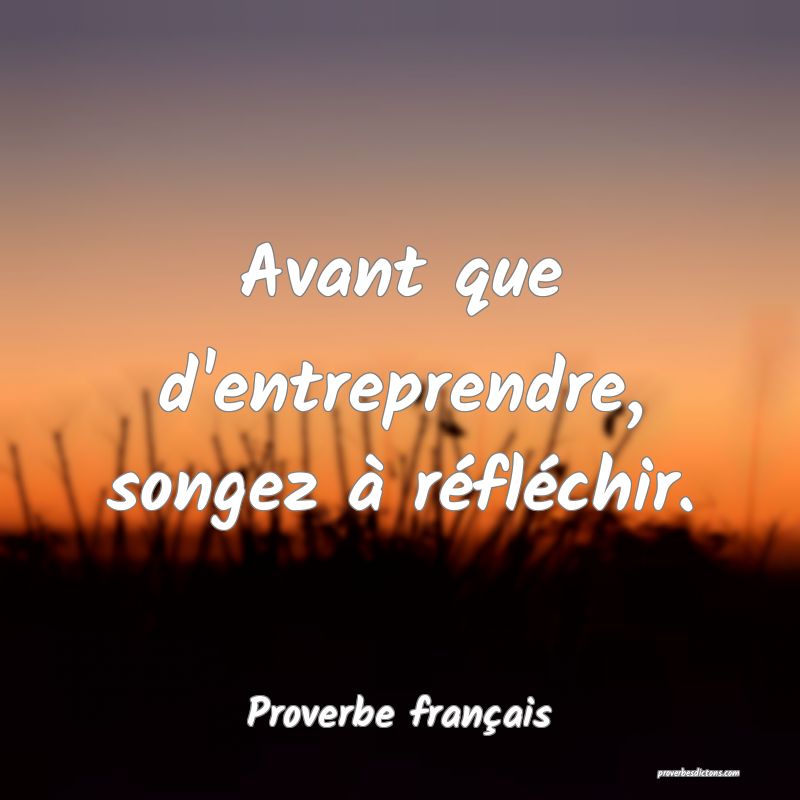 Avant que d'entreprendre, songez à réfléchir.