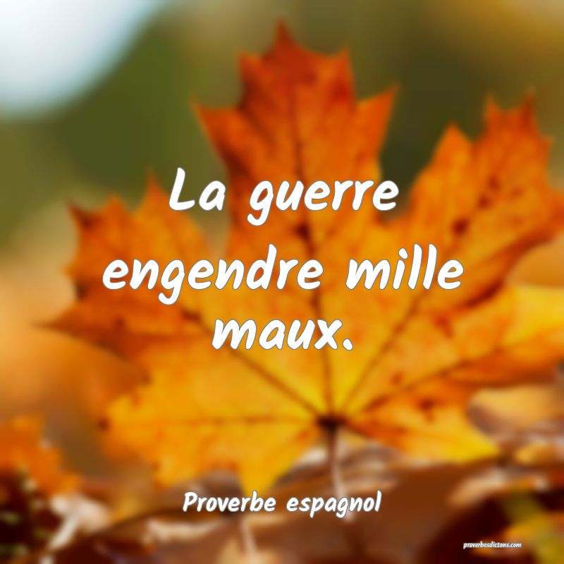 La guerre engendre mille maux.