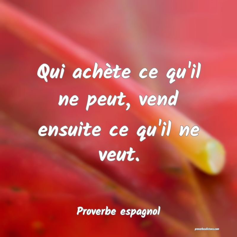 Qui achète ce qu'il ne peut, vend ensuite ce qu'il ne veut.