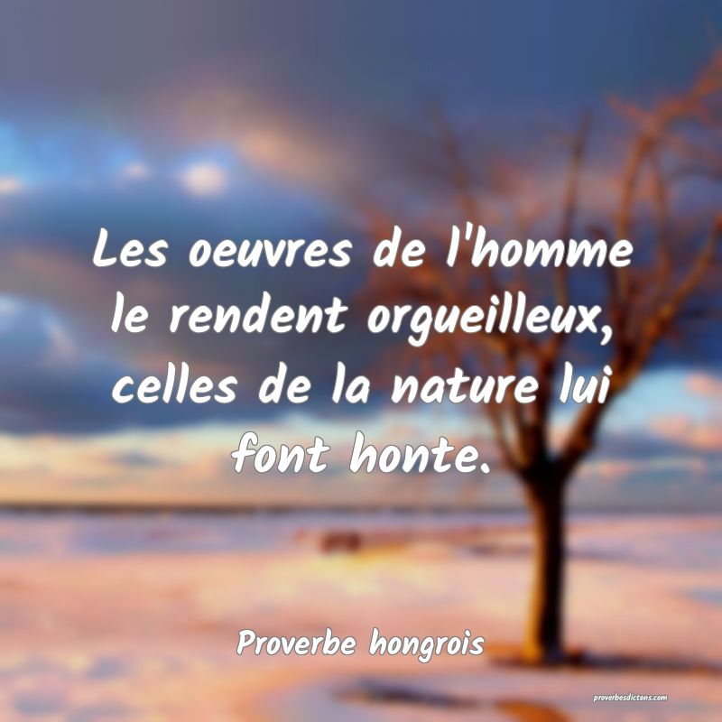 Les oeuvres de l'homme le rendent orgueilleux, celles de la nature lui font honte.