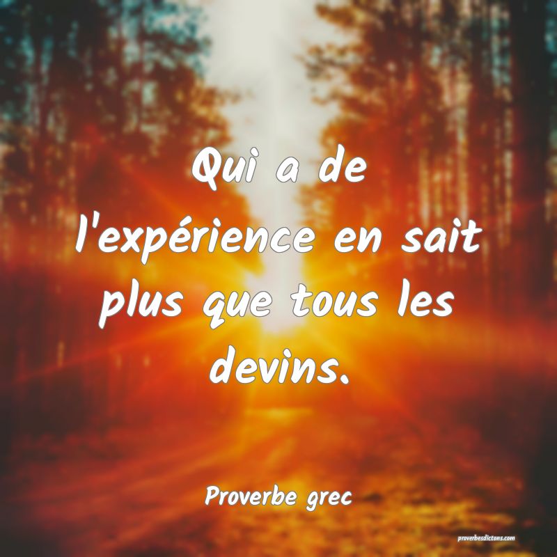 Qui a de l'expérience en sait plus que tous les devins.