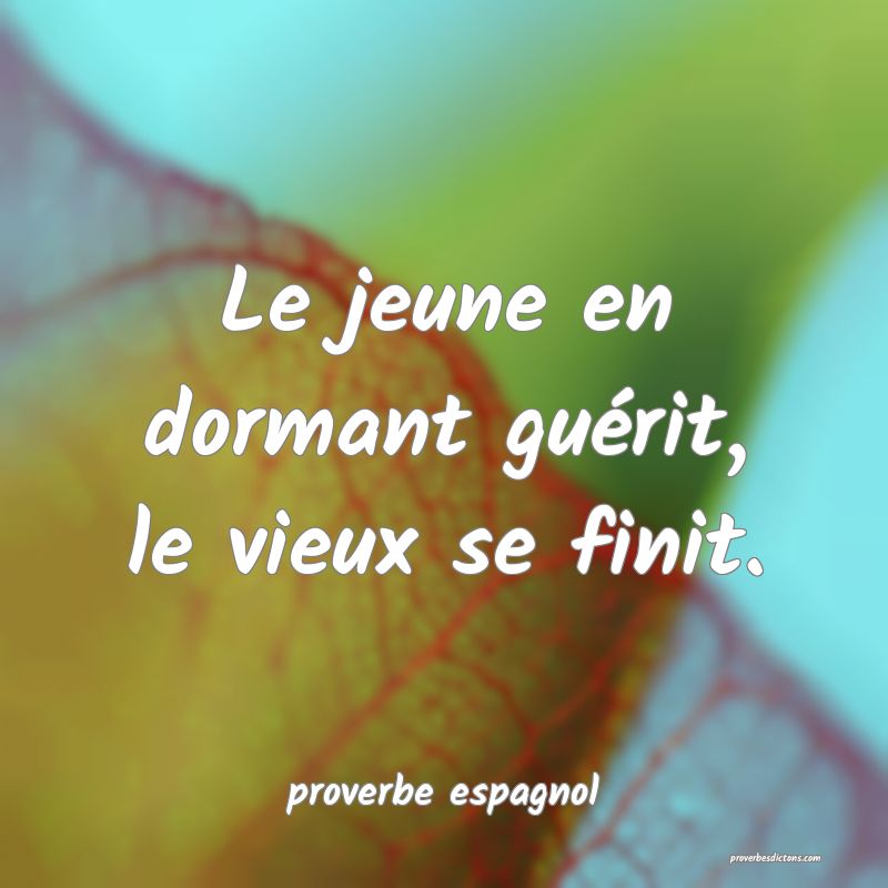  Le jeune en dormant guérit, le vieux se finit.