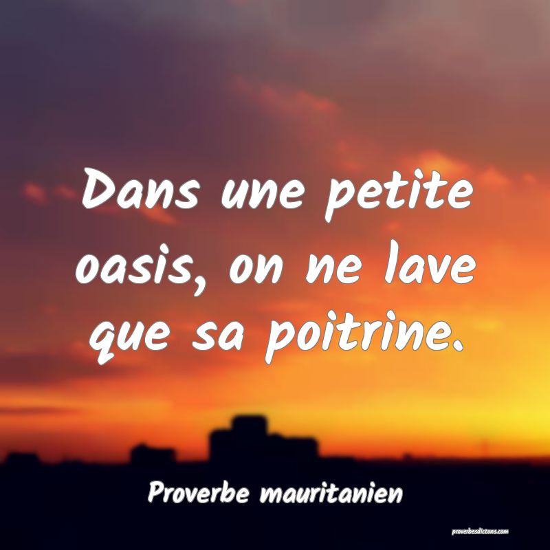 Dans une petite oasis, on ne lave que sa poitrine.