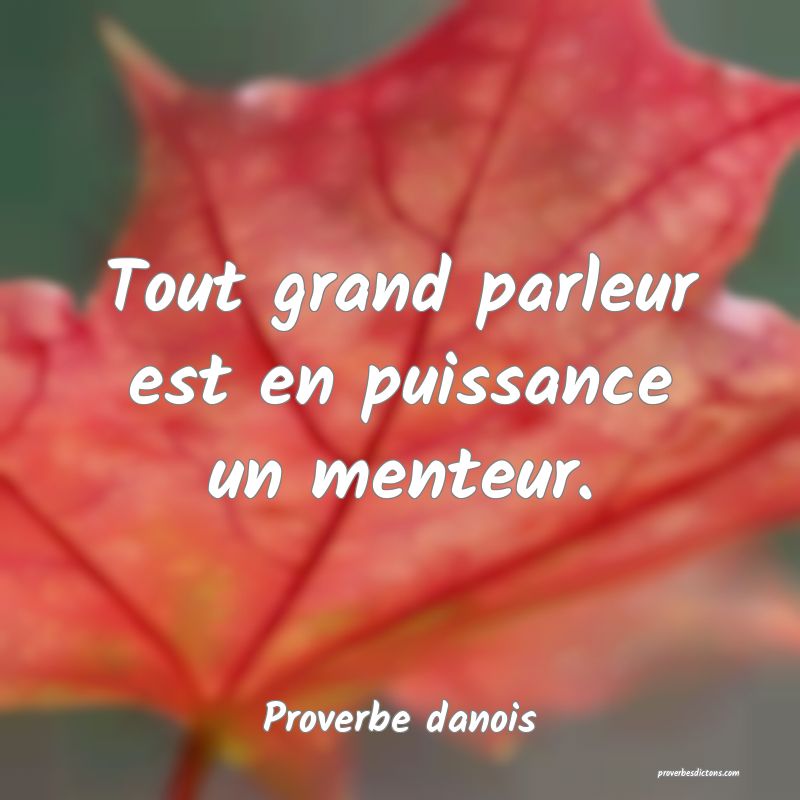 Tout grand parleur est en puissance un menteur.