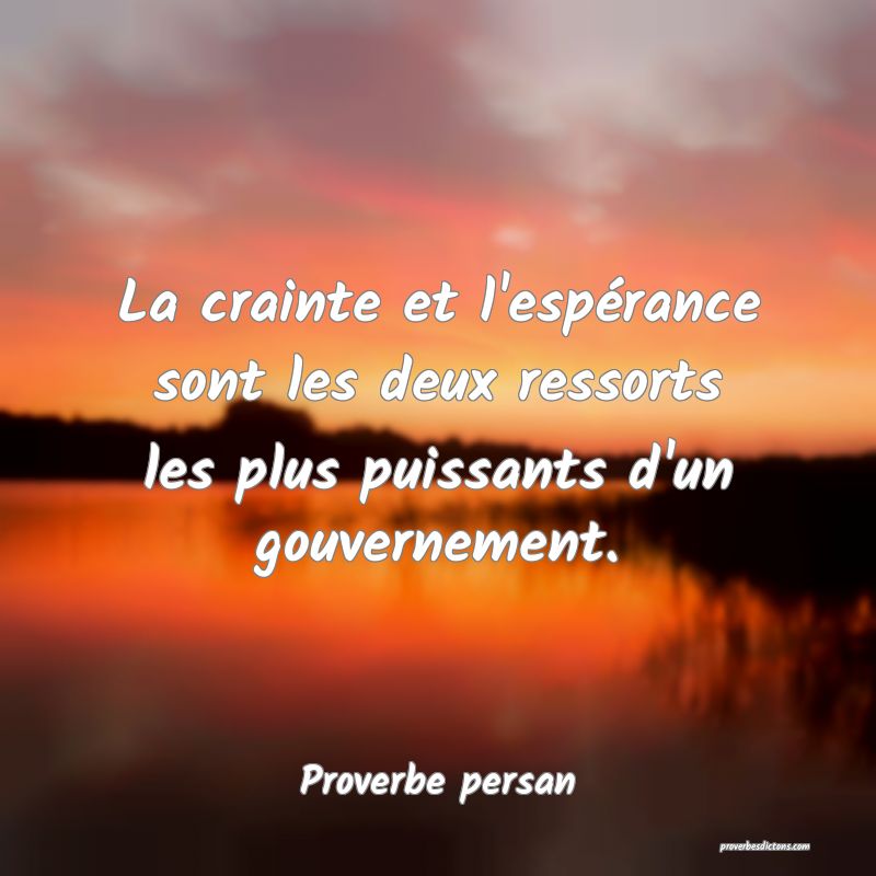 La crainte et l'espérance sont les deux ressorts les plus puissants d'un gouvernement.
