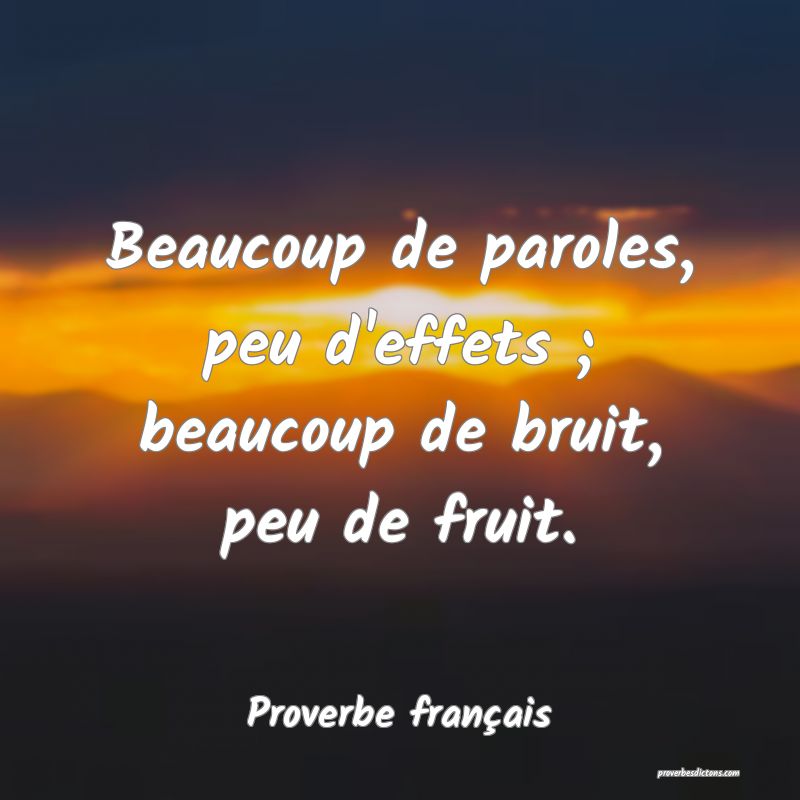 Beaucoup de paroles, peu d'effets ; beaucoup de bruit, peu de fruit.