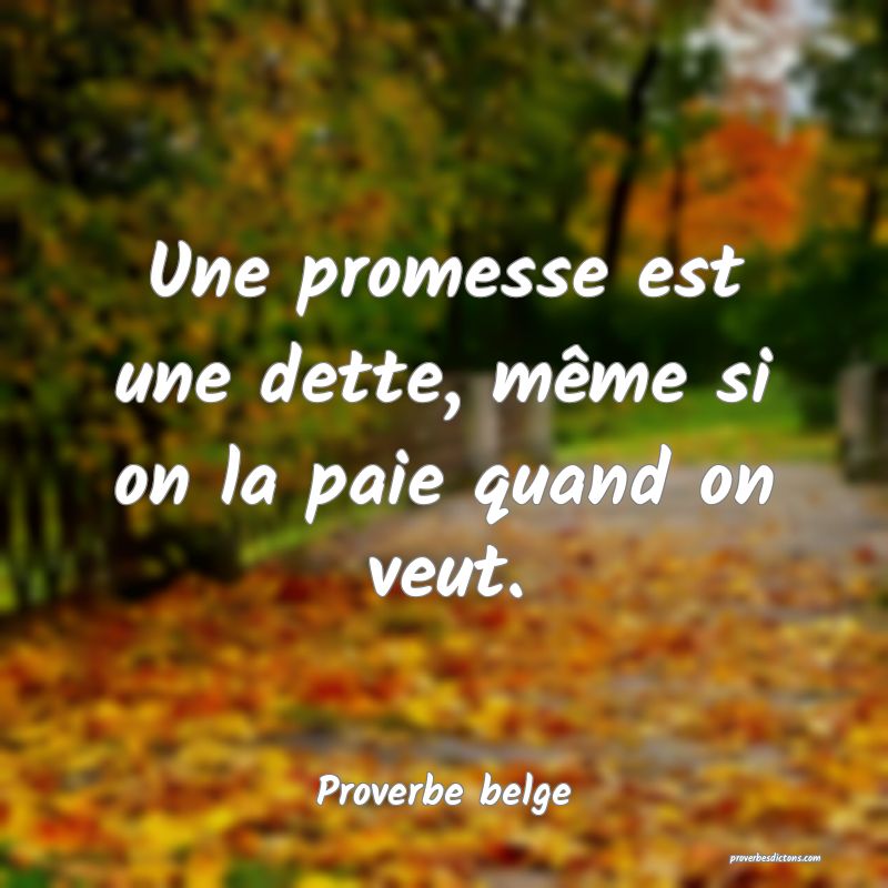 Une promesse est une dette, même si on la paie quand on veut.