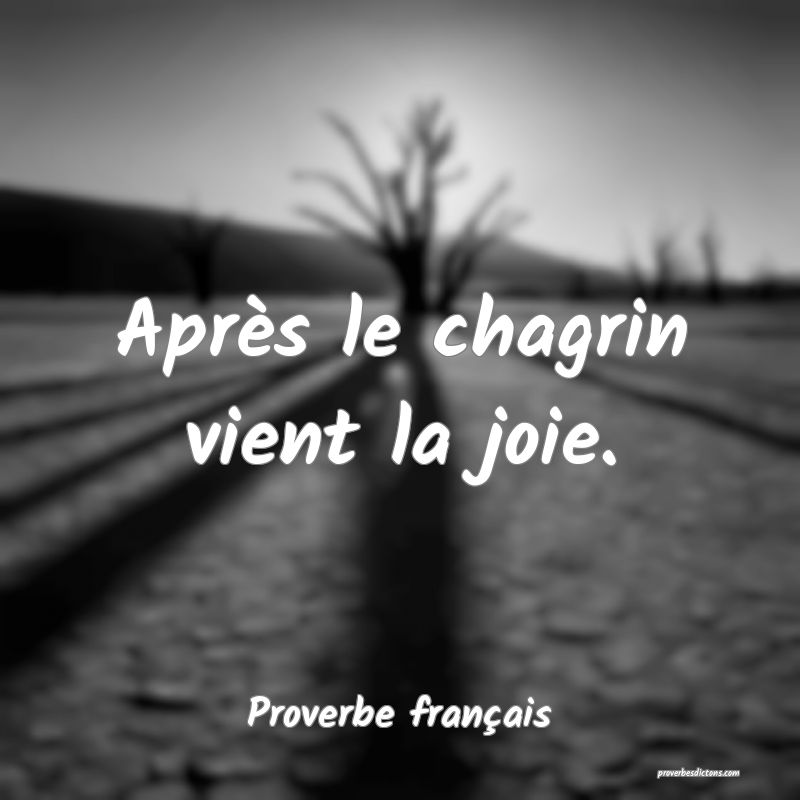 Après le chagrin vient la joie.