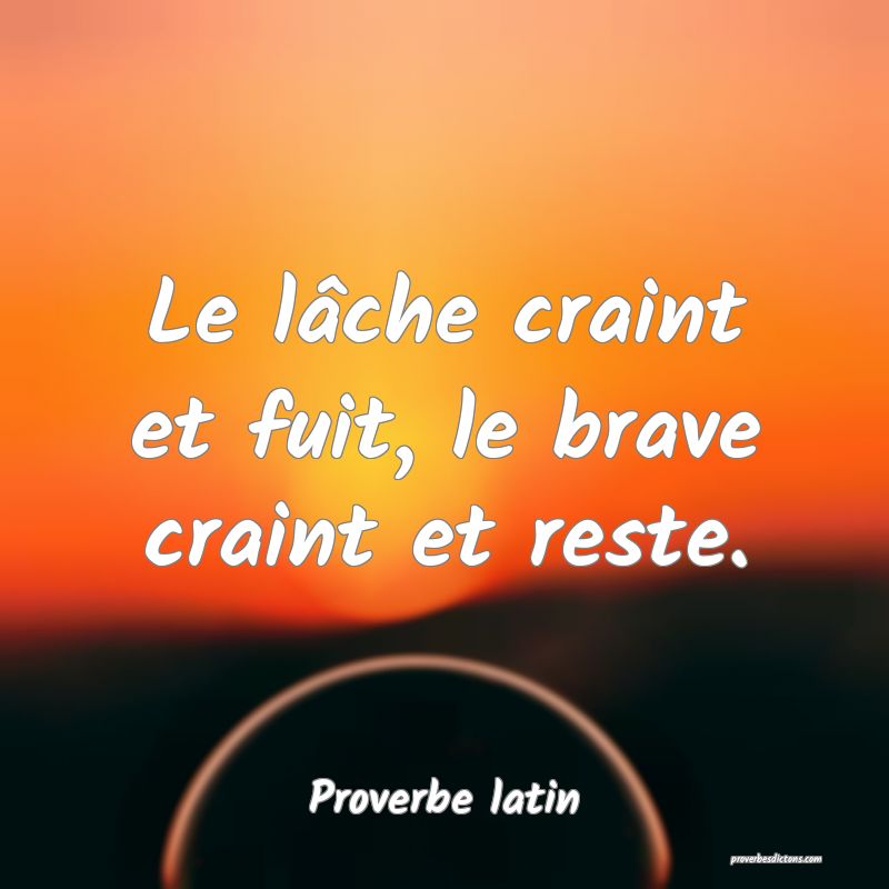 Le lâche craint et fuit, le brave craint et reste.