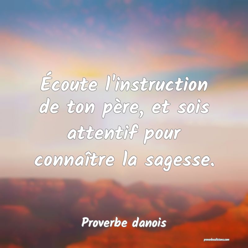 Écoute l'instruction de ton père, et sois attentif pour connaître la sagesse.