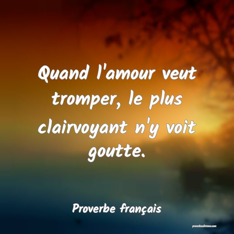 Quand l'amour veut tromper, le plus clairvoyant n'y voit goutte.