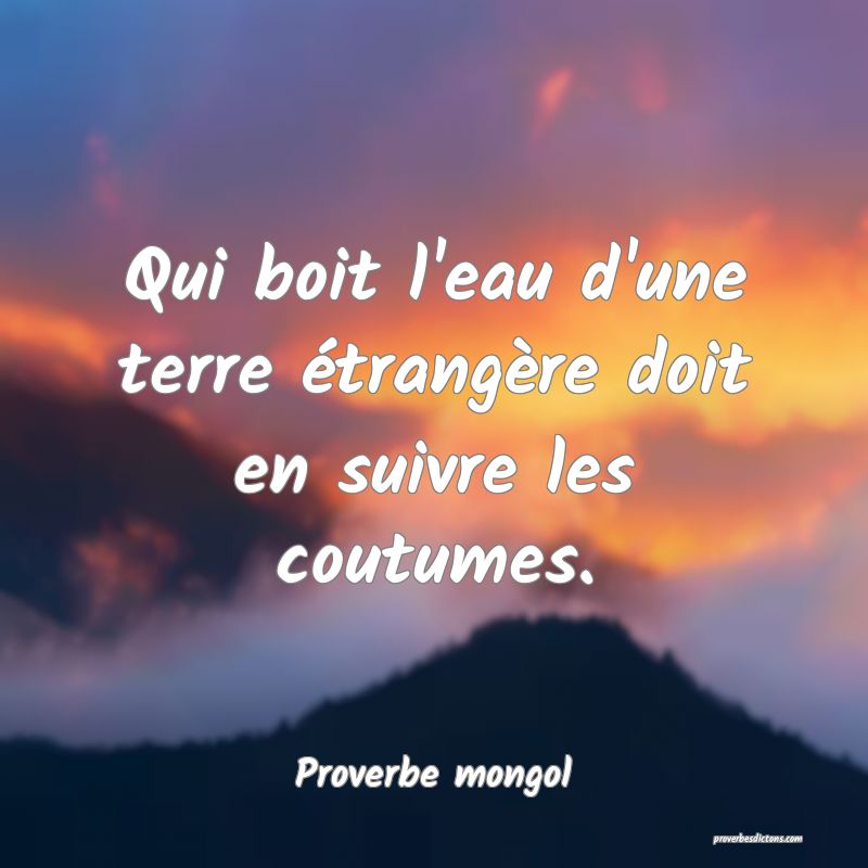  Qui boit l'eau d'une terre étrangère doit en suivre les coutumes.