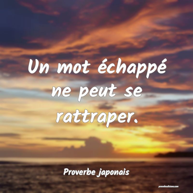 Un mot échappé ne peut se rattraper.