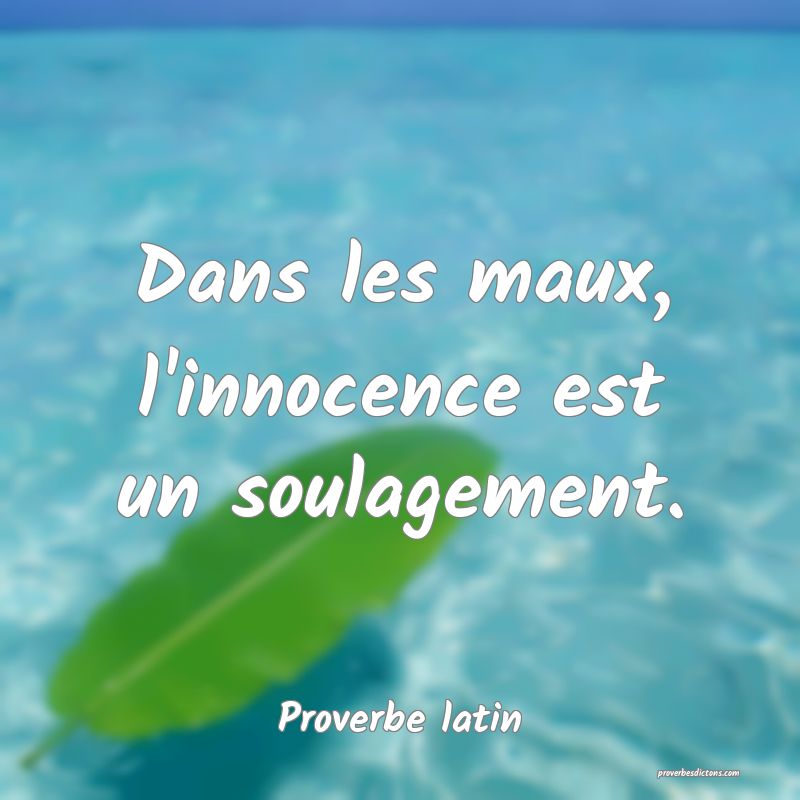 Dans les maux, l'innocence est un soulagement.