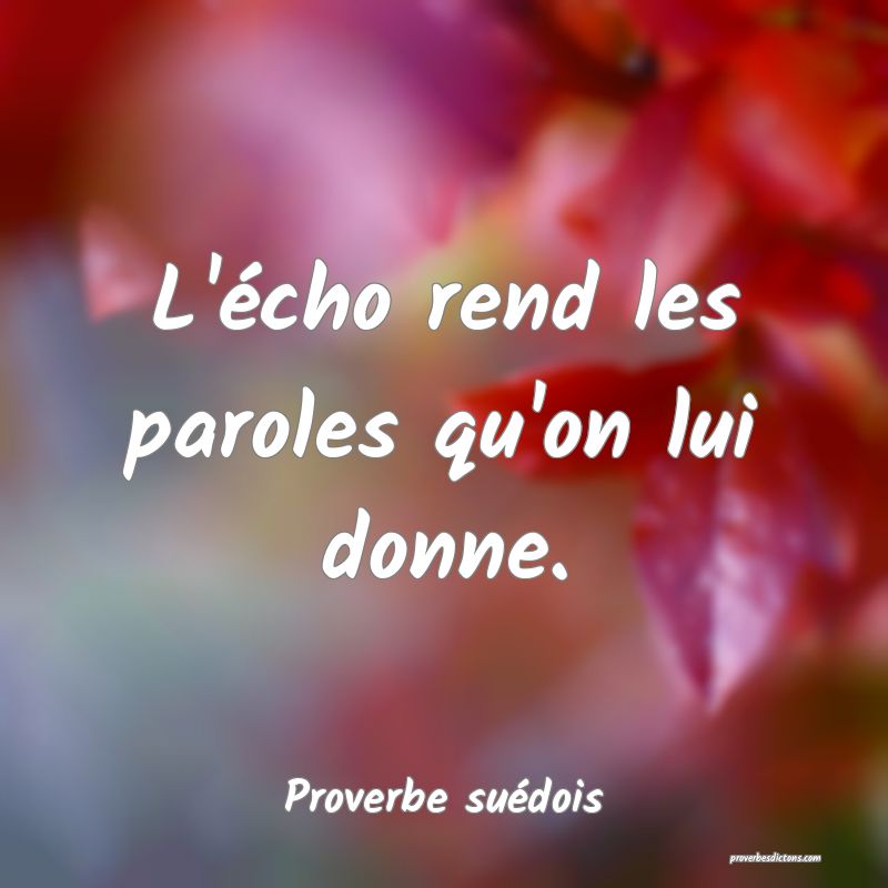 L'écho rend les paroles qu'on lui donne.