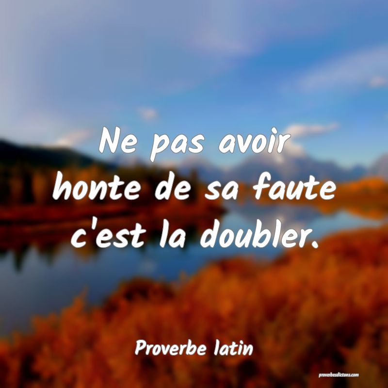 Ne pas avoir honte de sa faute c'est la doubler.