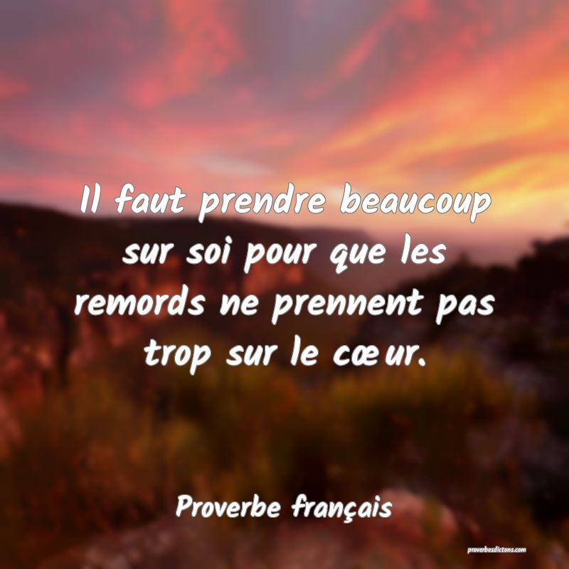 Il faut prendre beaucoup sur soi pour que les remords ne prennent pas trop sur le cœur.