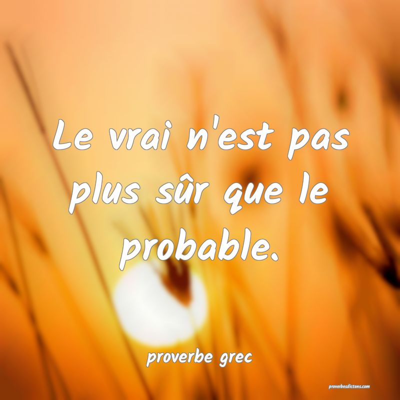  Le vrai n'est pas plus sûr que le probable.