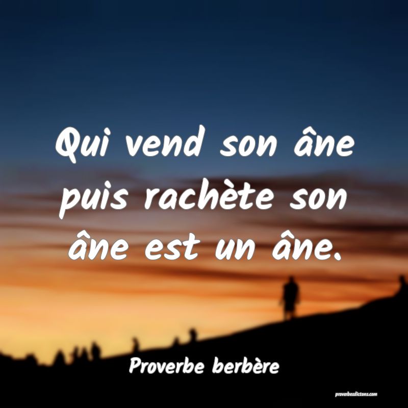 Qui vend son âne puis rachète son âne est un âne.