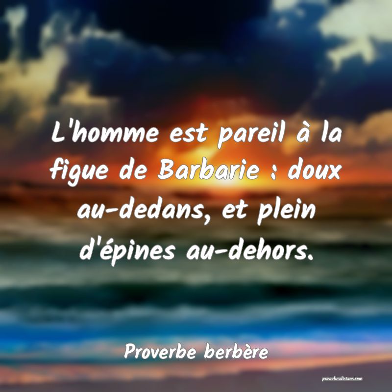 L'homme est pareil à la figue de Barbarie : doux au-dedans, et plein d'épines au-dehors.