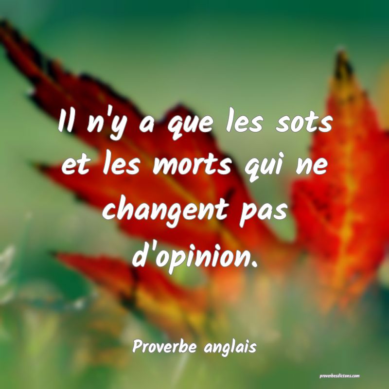 Il n'y a que les sots et les morts qui ne changent pas d'opinion.