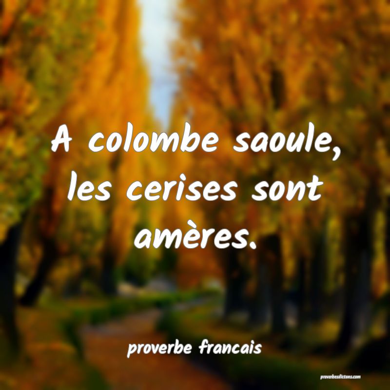  A colombe saoule, les cerises sont amères.