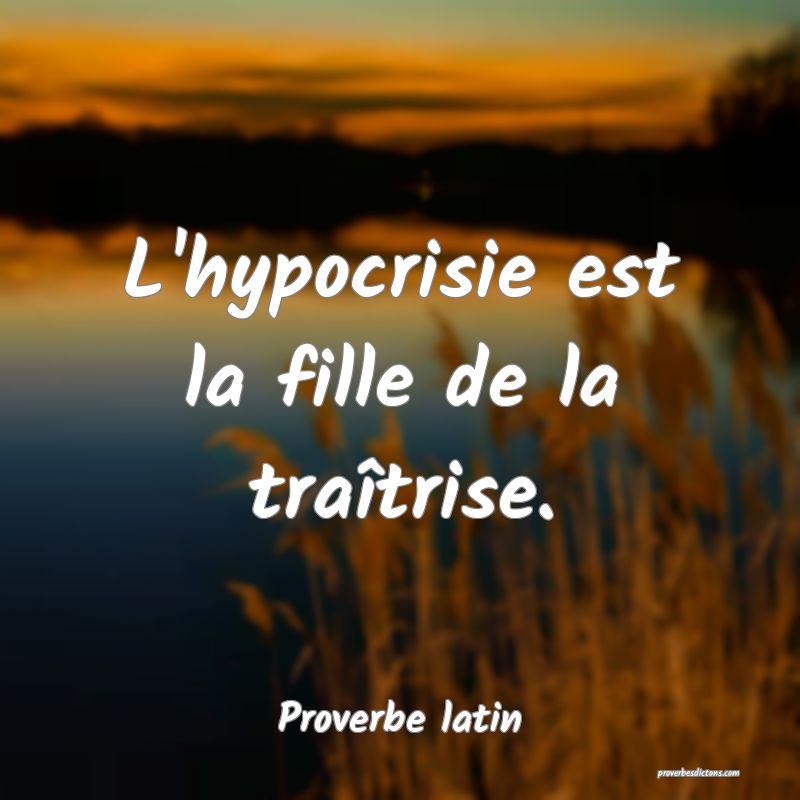 L'hypocrisie est la fille de la traîtrise.