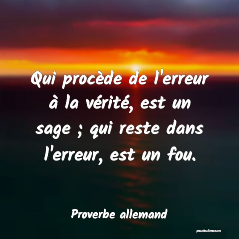 Qui procède de l'erreur à la vérité, est un sage ; qui reste dans l'erreur, est un fou.