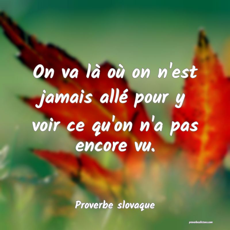 On va là où on n'est jamais allé pour y voir ce qu'on n'a pas encore vu.
