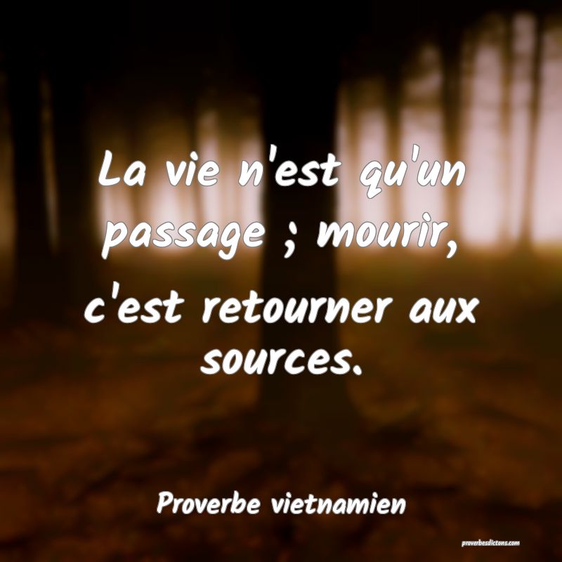 La vie n'est qu'un passage ; mourir, c'est retourner aux sources.