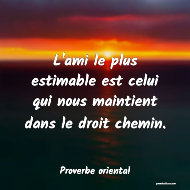L'ami le plus estimable est celui qui nous maintient dans le droit chemin.