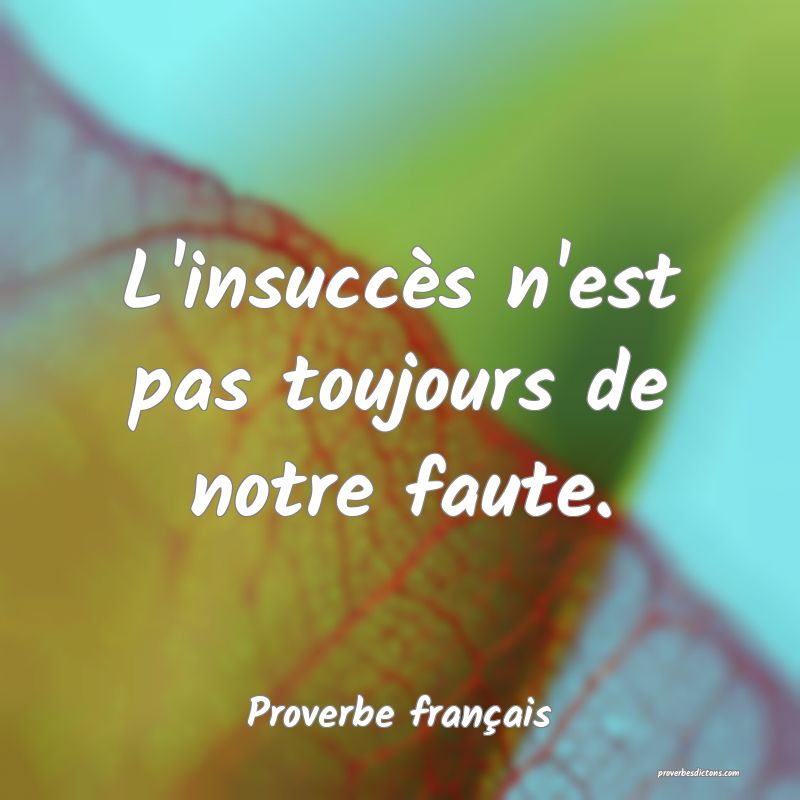 L'insuccès n'est pas toujours de notre faute.
